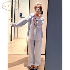 Gukoo/果壳睡衣蓝色波点家居服套装
