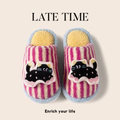 可爱少女心立体小猫棉拖鞋女秋冬2025新款室内家居情侣毛毛拖鞋