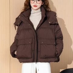 唐狮新款女羽绒服冬季短款连帽潮流ins通勤外套90鸭绒外套