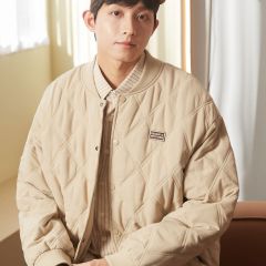 唐狮秋冬季新款棉衣男士棒球领菱形格运动棉服夹棉外套加厚防寒服