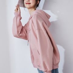 唐狮秋冬新款连帽卫衣女设计感加绒卫衣休闲oversize帽衫潮