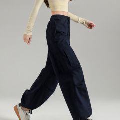 唐狮2026春季新款女工装休闲长裤黑色显瘦遮肉显高阔腿高腰工装裤